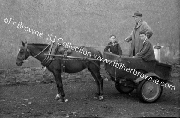 HORSE AND CART  MILK CHURN